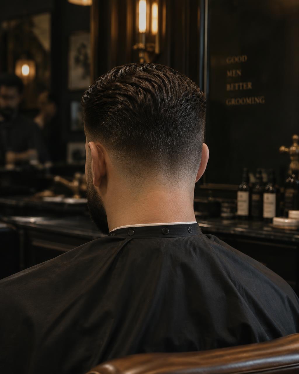 Sharp classic men's haircut viewed from behind